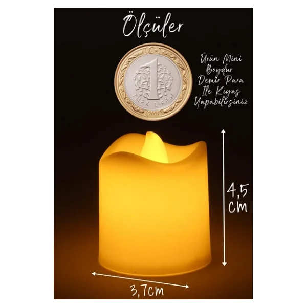 4 Adet Mat Beyaz Mini Led Mum Seti Pilli Dumansız Alevli Ledli Dekoratif Yapay Mum Dekor Işığı - Görsel 6