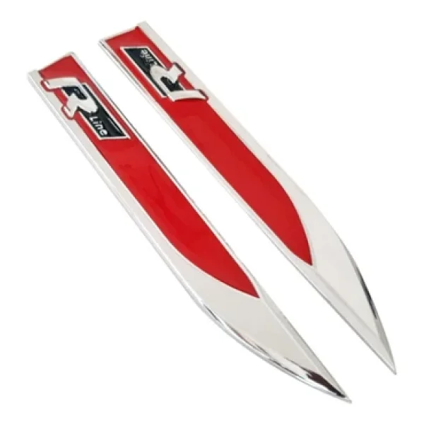 R Line Metal Kırmızı Çamurluk Logo Amblem Paslanmaz Çelik - Görsel 2
