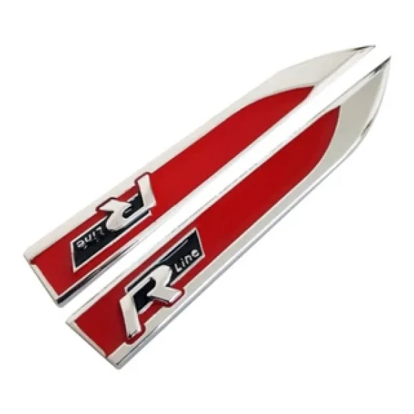 R Line Metal Kırmızı Çamurluk Logo Amblem Paslanmaz Çelik - Görsel 3
