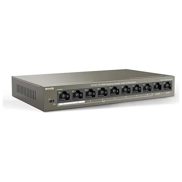 Tenda TEF1110P-8-63W 10 Port 10/100 8 Port PoE 63WATT Yonetilemez Desktop Switch - Görsel 7