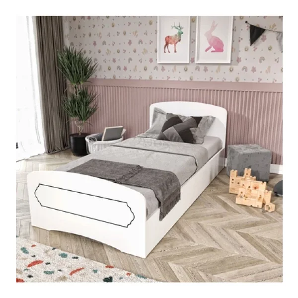 KZNMOB HOME Hayal Tek Kişilik Mdf Karyola Beyaz - 90 Cm X 190 Cm Yataklarla Uyumlu - Görsel 2