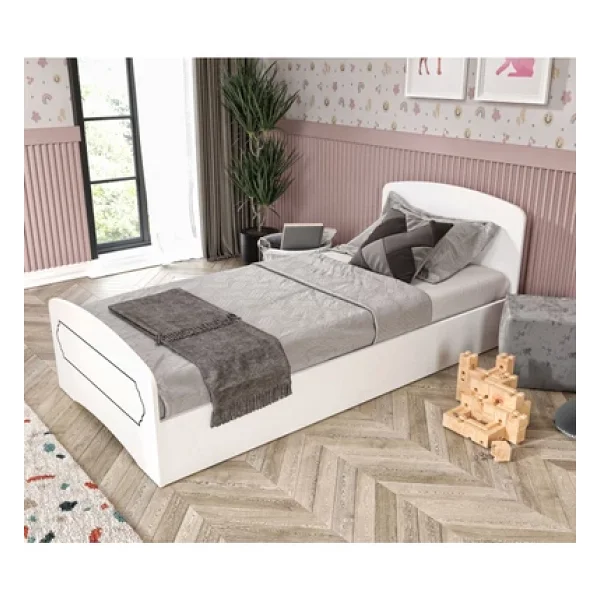 KZNMOB HOME Hayal Tek Kişilik Mdf Karyola Beyaz - 90 Cm X 190 Cm Yataklarla Uyumlu - Görsel 3