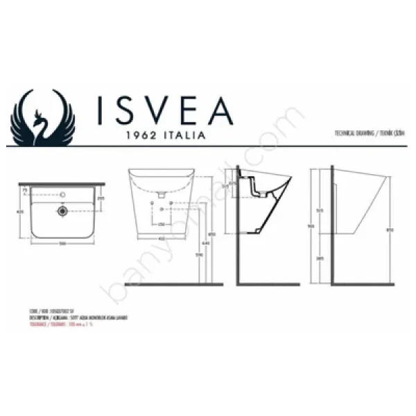 İsvea Sott Aqua 50 cm Asma Fildişi Monoblok Lavabo - Görsel 7