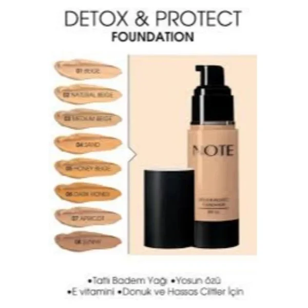 Note Detox & Protect SPF 15 30 ml Likit Fondöten - Görsel 2