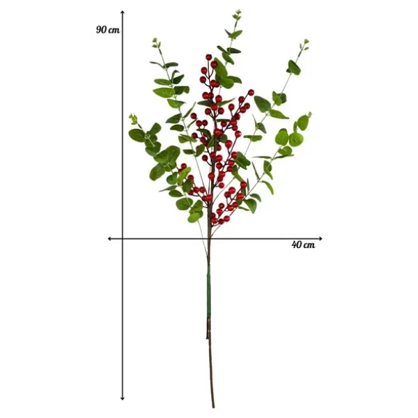 Nettenevime Yapay Çiçek Kokina Ve Yeşil Okaliptus 90cm Uzun Dal Eucalyptus - Görsel 2