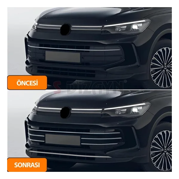 S-Dizayn Vw Tiguan 3 Krom Ön Tampon Çıta Seti 2024 Üzeri A+ Kalite - Görsel 6