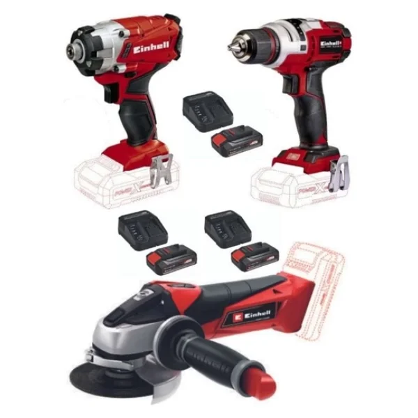 Einhell Te-Ci 18/1 Vidalama Te-Cd 18 Li E Matkap Te-Ag 18/115 Avuç Taşlama 3X2.5 Ah Akülü Usta Seti - Görsel 3