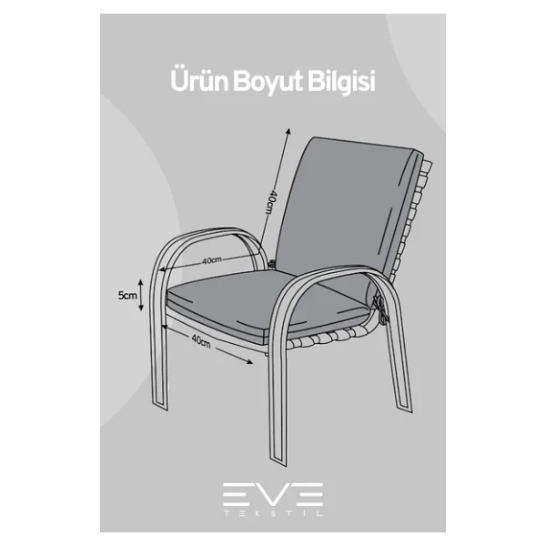 Bahçe - Salon - Balkon Arkalıklı Fermuarlı Bağlanabilir Yıkanabilir Sandalye Minderi 6 Adet - Görsel 9
