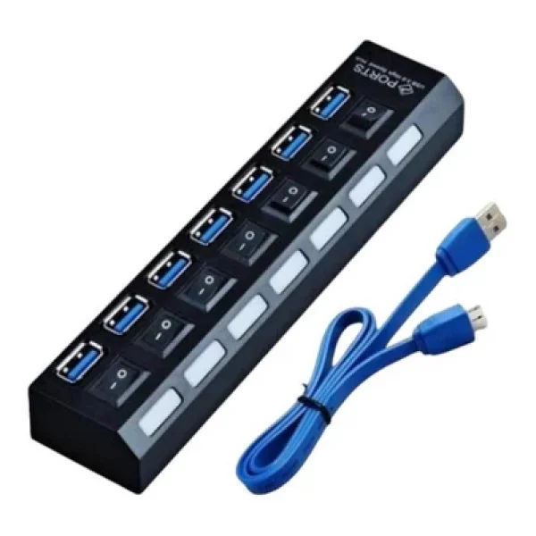 7 Port Usb 3.0 2.0 Hub Anahtarlı Çoklayıcı Çoğaltıcı Switch - Görsel 3