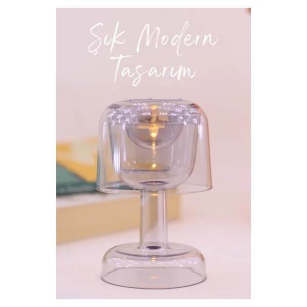 Led Mum İskandinav Tip Pil Dahil Dumansız Alev Ledli Yapay Dekoratif Mum Dekor Işığı Şeffaf Pt428 Şeffaf - Görsel 8