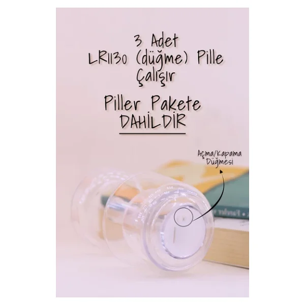 Led Mum İskandinav Tip Pil Dahil Dumansız Alev Ledli Yapay Dekoratif Mum Dekor Işığı Şeffaf Pt428 Şeffaf - Görsel 4
