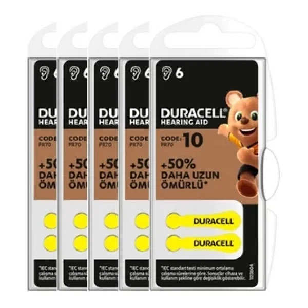 Duracell Activair 10 Numara 6'lı 5 Paket İşitme Cihazı Pili - Görsel 4