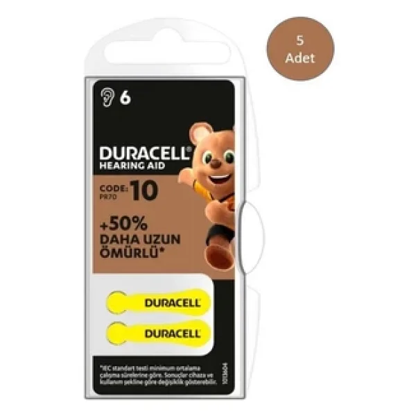 Duracell Activair 10 Numara 6'lı 5 Paket İşitme Cihazı Pili - Görsel 3
