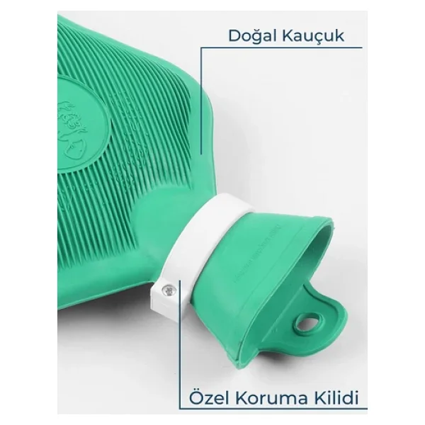 Bebelav Adalılar Kauçuk Termofor Sıcak Su Torbası Yeşil 2 L - Görsel 4