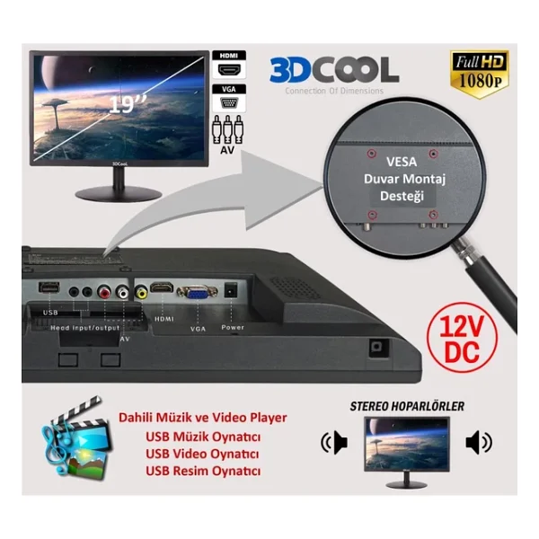 3DCool 3D-19LXAE 19" 5 ms Full HD Monitör - Görsel 3