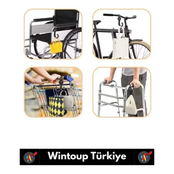 Premium Kompakt Poşet Taşıma Bisiklet Bebek Arabası Askısı Çok İşlevli Portatif Taşıma Kancası 4 Adt - Görsel 3