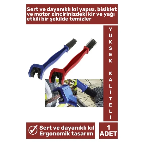 Özel Seri Yüksek Kaliteli Ergonomik Sert Dayanıklı Kıl Bisiklet Motosiklet Zinciri Temizleme Fırçası - Görsel 2