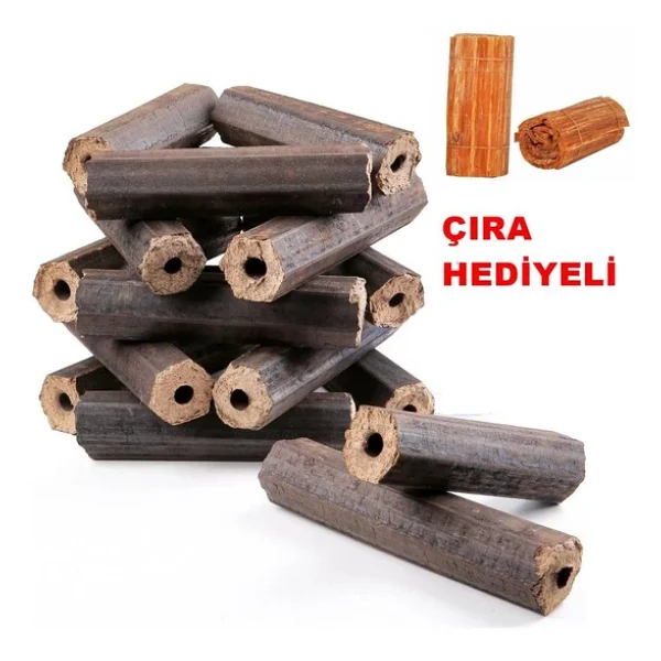 Briket Şömine Odunu 10KG Çıra Hediyeli - Görsel 3