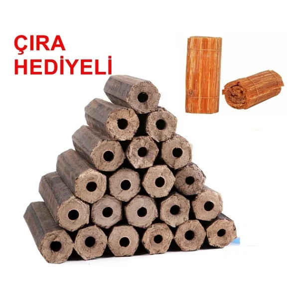 Briket Şömine Odunu 10KG Çıra Hediyeli - Görsel 2