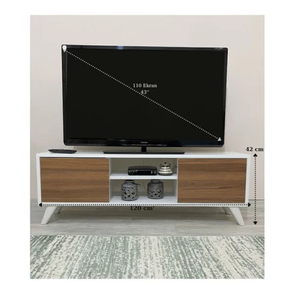 IRMAK MOBİLYA Irmak Tv Sehpası & Tv Ünitesi Ceviz Kapaklı Mini Televizyon Sehpası - Görsel 3