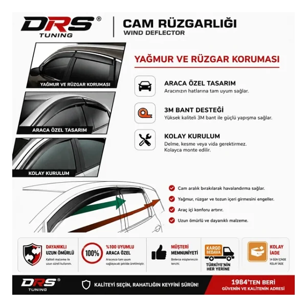 Toyota Uyumlu Auris 2004 2012 Cam Rüzgarlığı Sunplex - Görsel 4