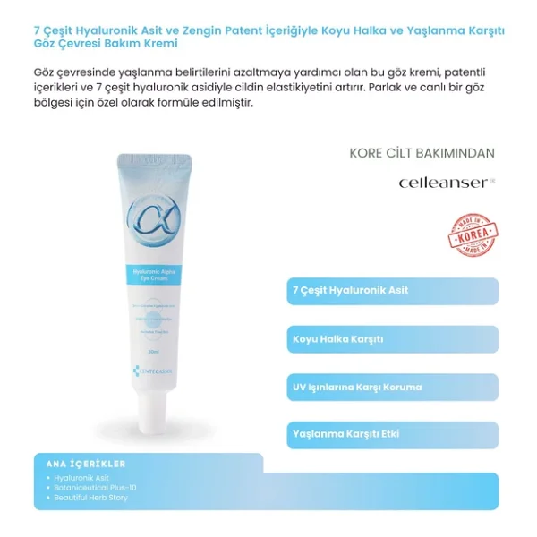 CENTECASSOL Göz Çevresine Özel Bakım: Hyaluronic Alpha Eye Cream ile Canlı Bakışlar - Görsel 2