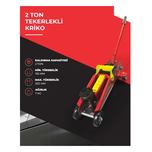 Powerfull 2 Ton Tekerlekli Hidrolik Kriko - Görsel 5