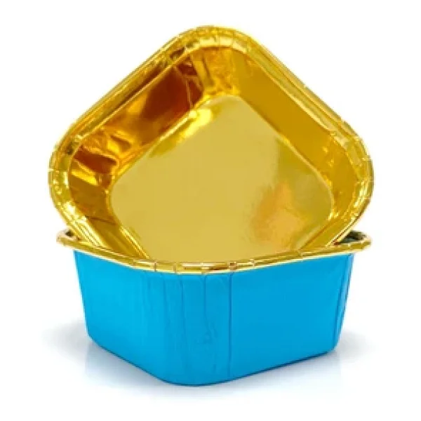 Dolphin Muffin Kare Kağıt Mavi Altın Cupcake Kek Kalıbı Kapsülü Kabı - 25 Adetlik 1 Paket - Görsel 5