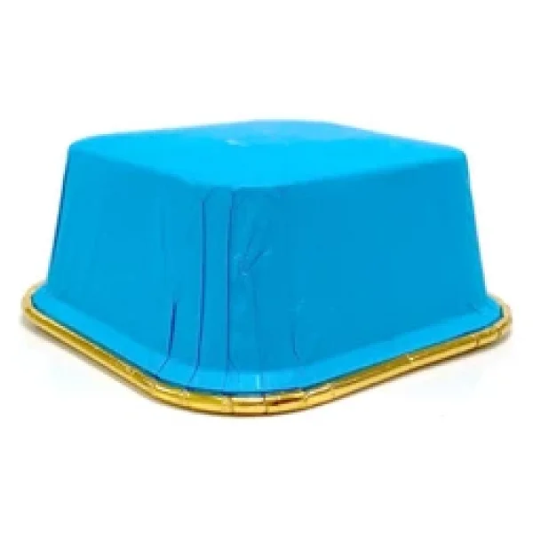 Dolphin Muffin Kare Kağıt Mavi Altın Cupcake Kek Kalıbı Kapsülü Kabı - 25 Adetlik 1 Paket - Görsel 4