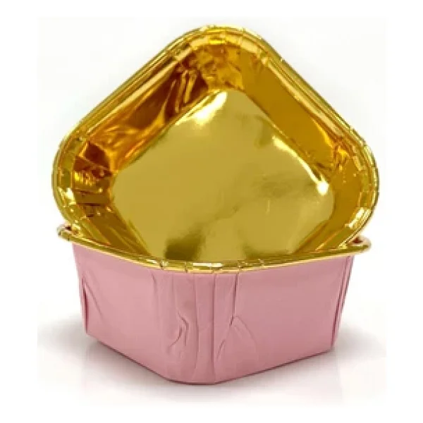 Dolphin Muffin Kare Kağıt Pembe Altın Cupcake Kek Kalıbı Kapsülü Kabı - 25 Adetlik 1 Paket - Görsel 3