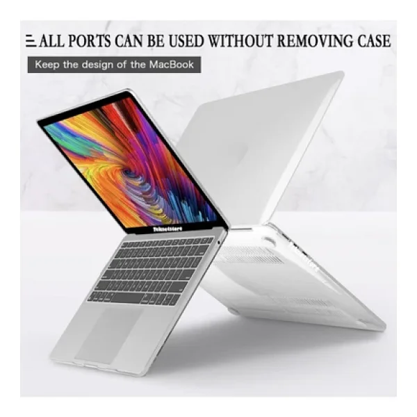 Apple Macbook Air 13.6'' M2-M3 Çip 2022/2024 A2681 A3113 Uyumlu Simli Şeffaf Koruyucu Kapak Parlak Şeffaf - Görsel 2