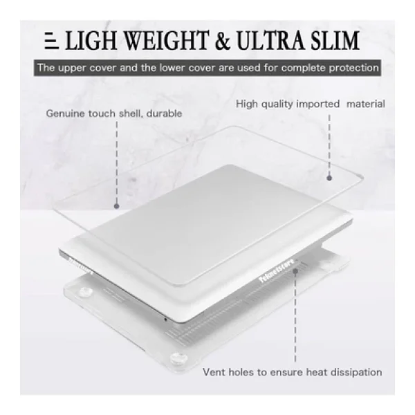 Apple Macbook Air 13.6'' M2-M3 Çip 2022/2024 A2681 A3113 Uyumlu Simli Şeffaf Koruyucu Kapak Parlak Şeffaf - Görsel 3