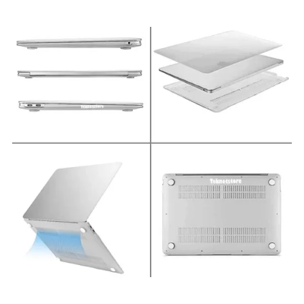 Apple Macbook Air 13.6'' M2-M3 Çip 2022/2024 A2681 A3113 Uyumlu Simli Şeffaf Koruyucu Kapak Parlak Şeffaf - Görsel 7