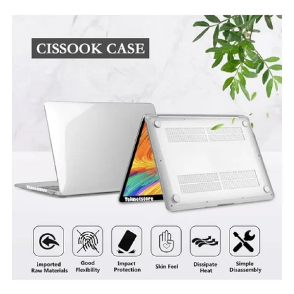 Apple Macbook Air 13.6'' M2-M3 Çip 2022/2024 A2681 A3113 Uyumlu Simli Şeffaf Koruyucu Kapak Parlak Şeffaf - Görsel 4