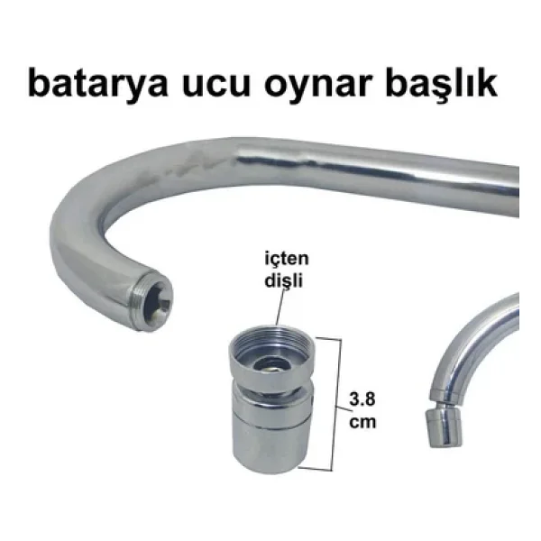 Kalite Krom Prinç Oynar Başlıklı Perlatör Filitreli Musluk Ucu 360 Derece Döner Perlatör İçten Dişli - Görsel 3