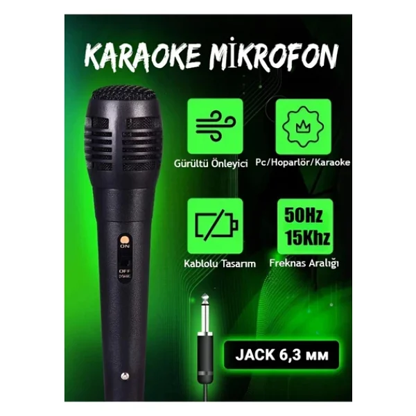 Karaoke Mikrofon Kablolu Mikrofon 6.5 Mm Karaoke Mikrofonu - Görsel 5