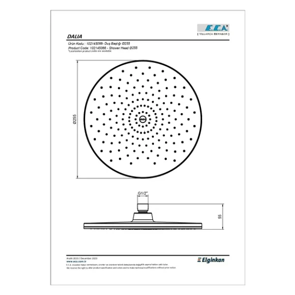 E.C.A. Dalia 102145066 Duş Başlığı - Görsel 5