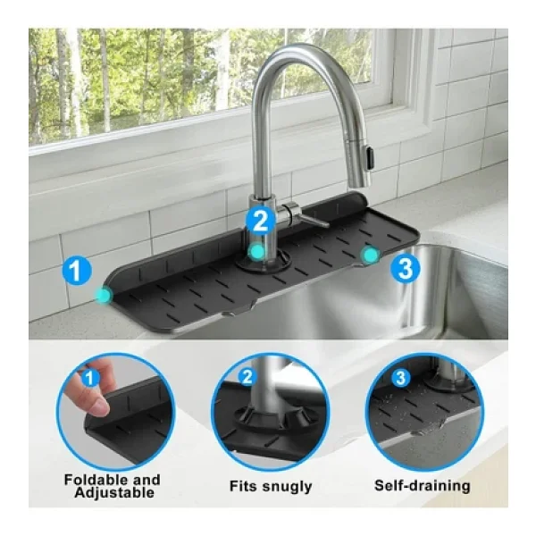 Siprona Premium Ürün Evye Mutfak Lavabo Bataryası Musluk Altı Su Emici Matı Su Sızdırmaz Önleyici Mat - Görsel 5