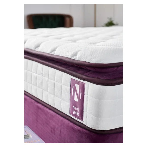 Niron Purple Yatak Seti 200x200 Cm Çift Kişilik Yatak Baza Başlık Takımı - Orta Sert Yatak Mor Baza Ve Başlığı - Görsel 10