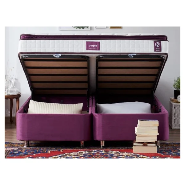 Niron Purple Yatak Seti 200x200 Cm Çift Kişilik Yatak Baza Başlık Takımı - Orta Sert Yatak Mor Baza Ve Başlığı - Görsel 4