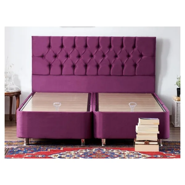 Niron Purple Yatak Seti 200x200 Cm Çift Kişilik Yatak Baza Başlık Takımı - Orta Sert Yatak Mor Baza Ve Başlığı - Görsel 8