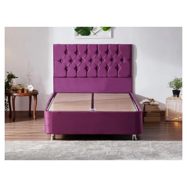 Niron Violet Yatak Seti 120x200 Cm Tek Kişilik Yatak Baza Başlık Takımı - Orta Sert Yatak Mor Baza Ve Başlığı - Görsel 8