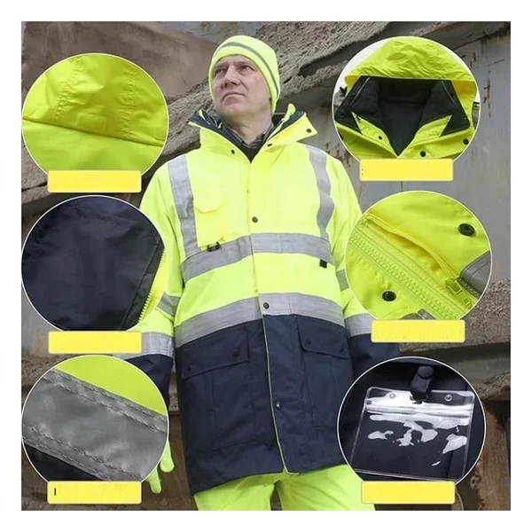 Reflektörlü Oxford Çift Renk 300d Oxford 5+1 Parka Sarı Sarı - Görsel 3