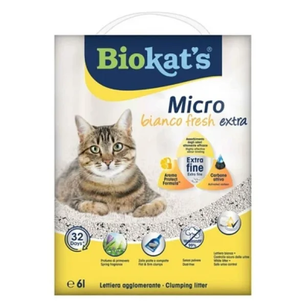 Biokat's Micro Bianco Fresh Extra 6 lt Topaklanan Kedi Kumu - Görsel 2