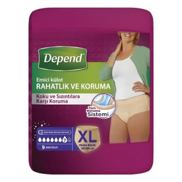 Depend Emici Külot Kadın Ekstra Büyük Boy XL 9'lu 6 Adet Hasta Bezi - Görsel 5