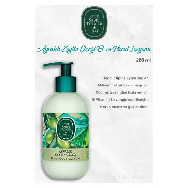 Eyüp Sabri Tuncer Ayvalık Zeytin Çiçeği Vücut Losyonu 280 ml ve 60'lı ROSIE Pamuk - Görsel 3