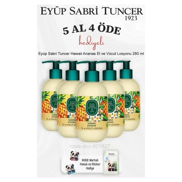 Eyüp Sabri Tuncer Hawaii Ananas El ve Vücut Losyonu 280 ml 5 Al 4 Öde ve Rosie Pamuk - Görsel 2