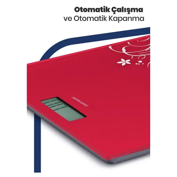 Goldmaster GM-7175R Slim Fit Kırmızı Cam Dijital Baskül - Görsel 9