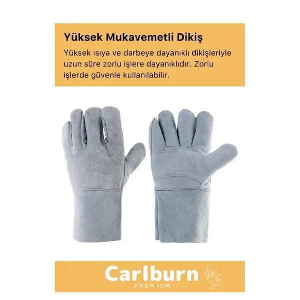 Premium Yanmaz Yüksek Isıya Sıcaklığa Dayanıklı Kaynak Yangın Su Geçirmez Çok Amaçlı Deri Eldiven - Görsel 3