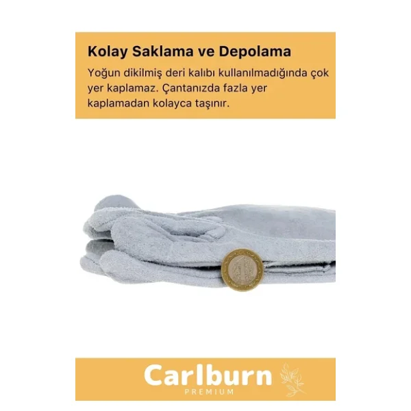 Premium Yanmaz Yüksek Isıya Sıcaklığa Dayanıklı Kaynak Yangın Su Geçirmez Çok Amaçlı Deri Eldiven - Görsel 7